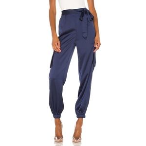 Superdown Revolve Rachel Satin Cargo Pants/Joggers in blue